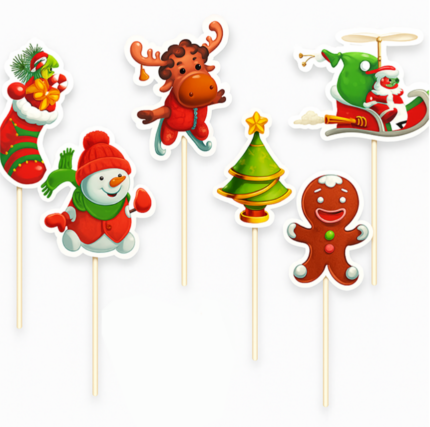 6 pcs Christmas Theme cake cupcake topper set (Style 11)