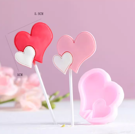 Cute Double Heart  Popsicle silicone mould